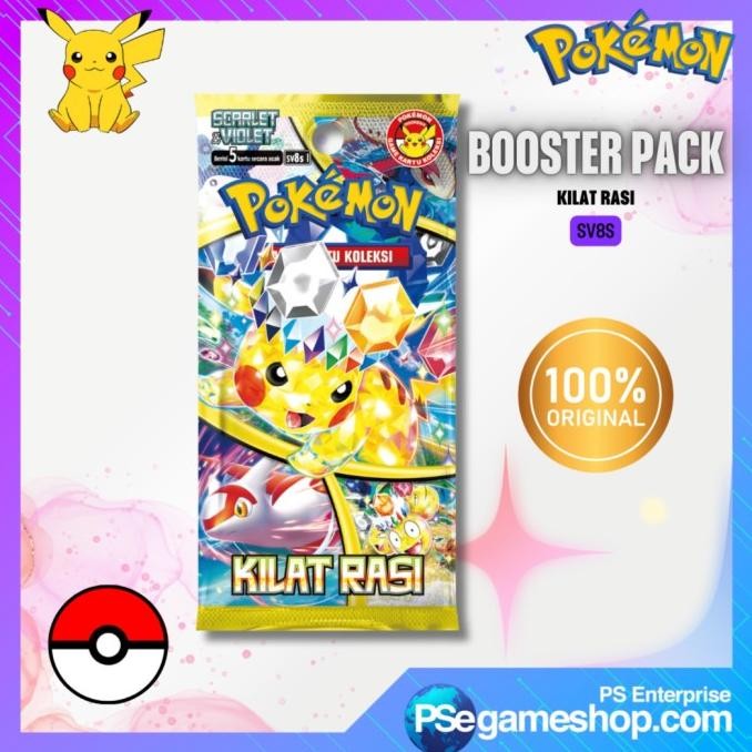 PROMO BOOSTER BOX  SET PIKACHU  KILAT RASI POKEMON INDONESIA SV8S