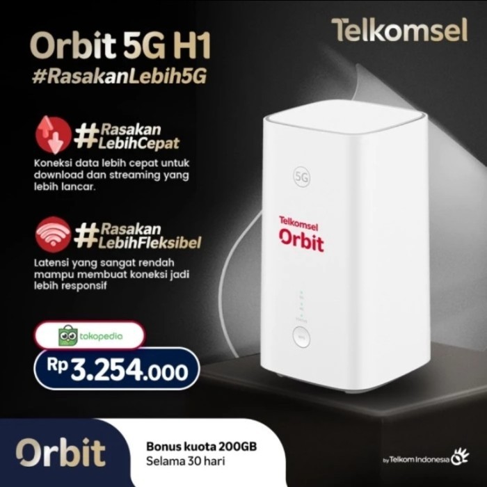 Telkomsel Orbit 5G H1 Modem WiFi 5G High Speed Free Perdana Kuota internet 200GB