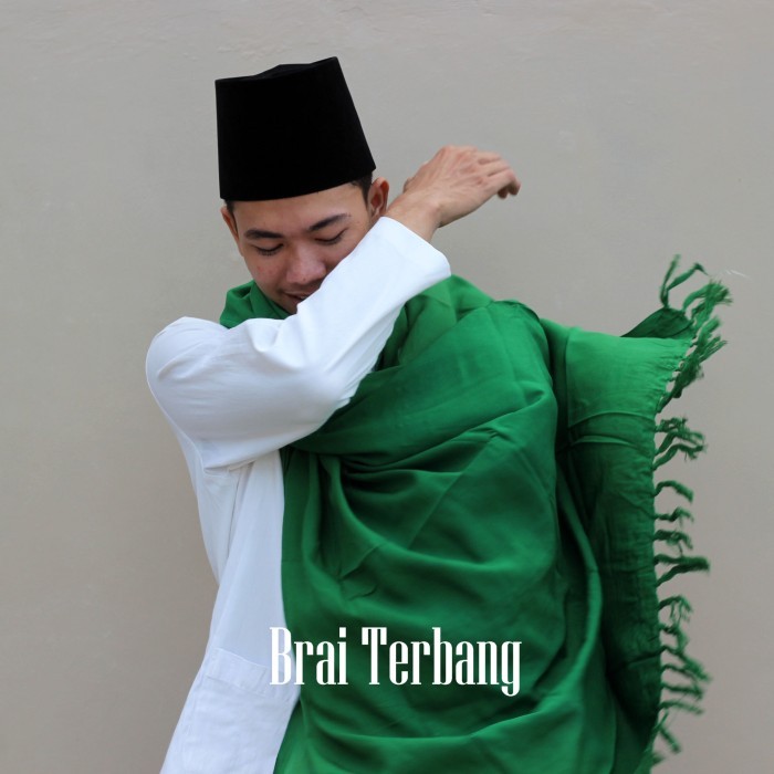 MURAH Sorban panjang rumbai loncer polos bahan katun lembut ukuran besar - Putih