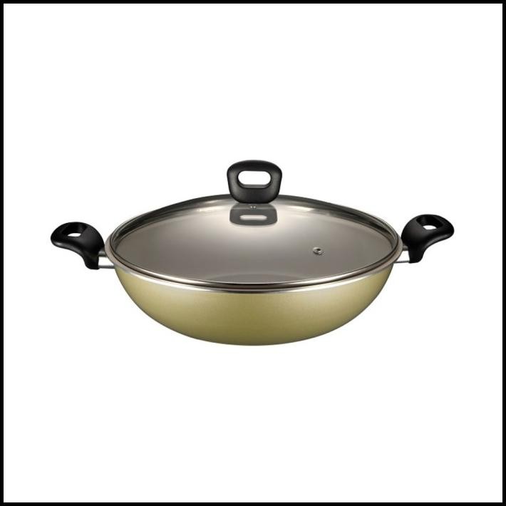 Krischef 32 Cm Wok Pan Dengan Tutup - Gold