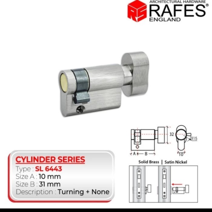 CYLINDER HALF RAFES SL-6443 -31mm SETENGAH SILINDER KUNCI PINTU 3CM