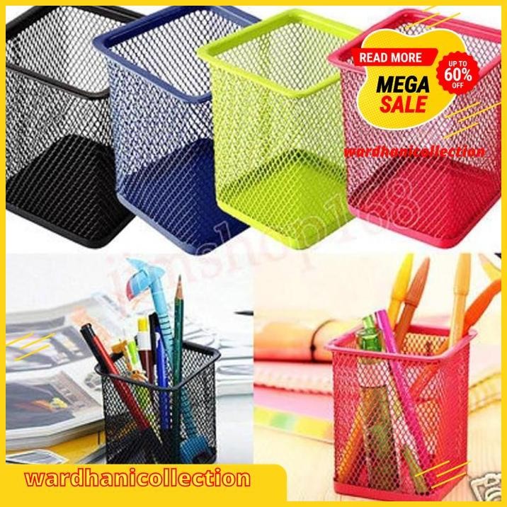 

PEN CONTAINER KOTAK / TEMPAT PULPEN JARING BESI STAND HOLDER ORGANIZER BEBAS ONGKIR !!