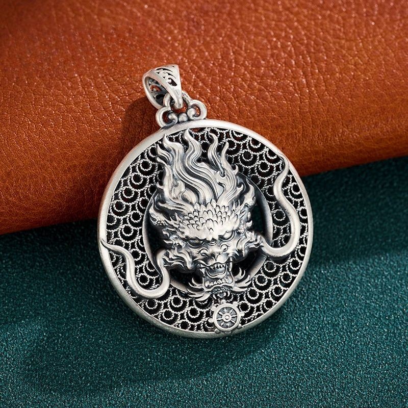 S999Liontin Kepala Naga Perak Liontin Perak Murni Tahun Naga Liontin Perak Murni Hadiah Liontin Tert