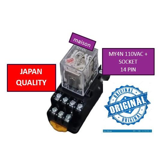 Promo Relay MY4N 110VAC + Socket 14 pin Relay MY4 110VAC COD