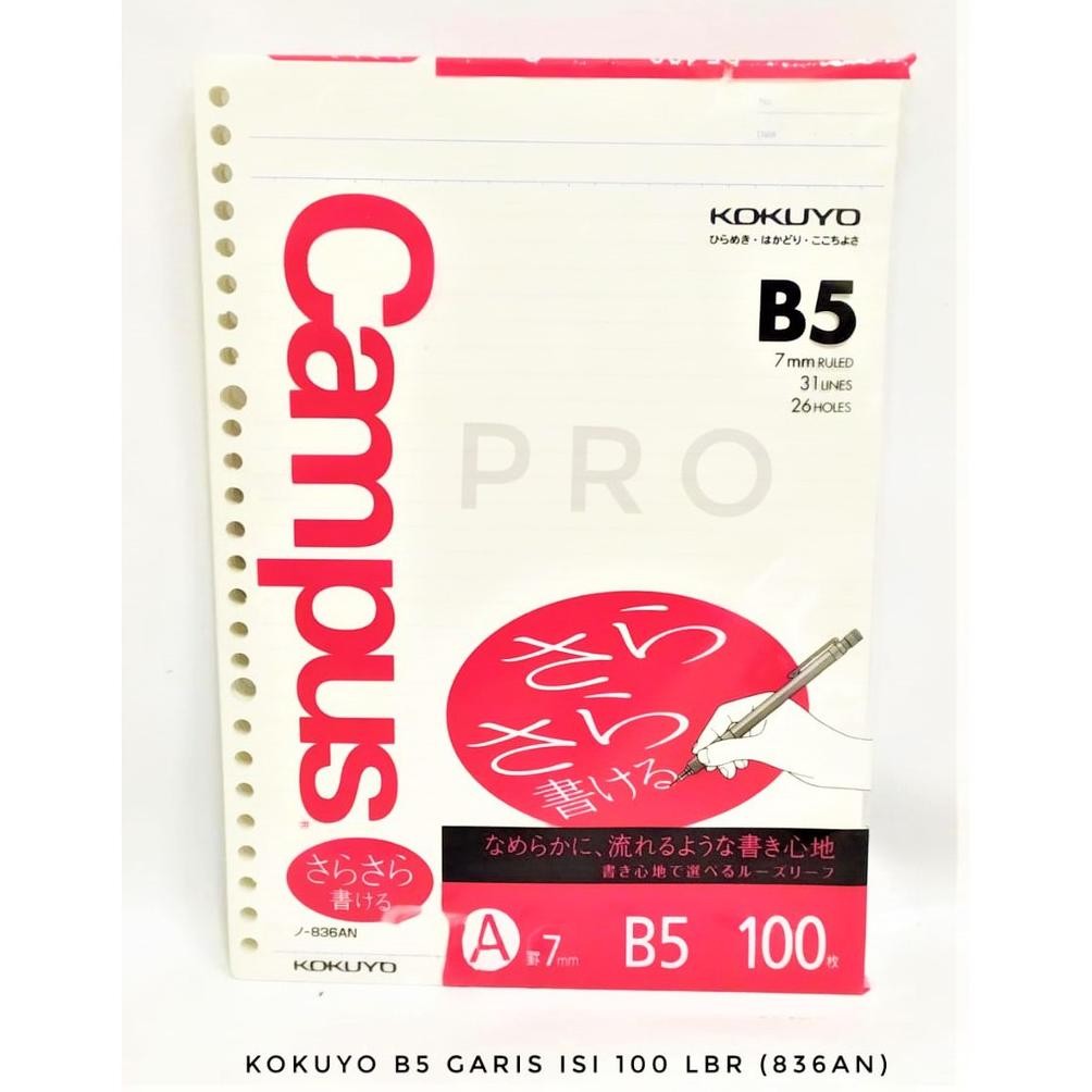 

KERTAS BINDER JEPANG B5 GARIS 7MM ISI 100 LOOSE LEAF KOKUYO 836 AN REFILL ISI ULANG 7 MM 26 LUBANG
