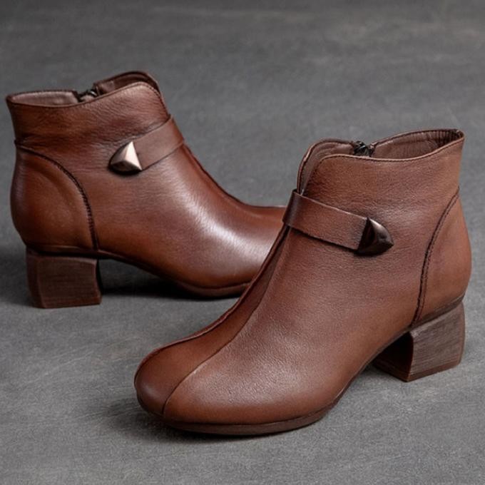 Korea Cantik Kulit Asli Sepatu Martin Boots Wanita Cewek PDH Kuliah HPID