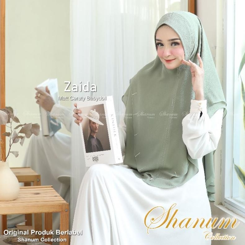 Jilbab Syari Zaida Khimar 2 Layer Jumbo Jilbab Syari Kerudung Jumbo Ceruty Babydoll