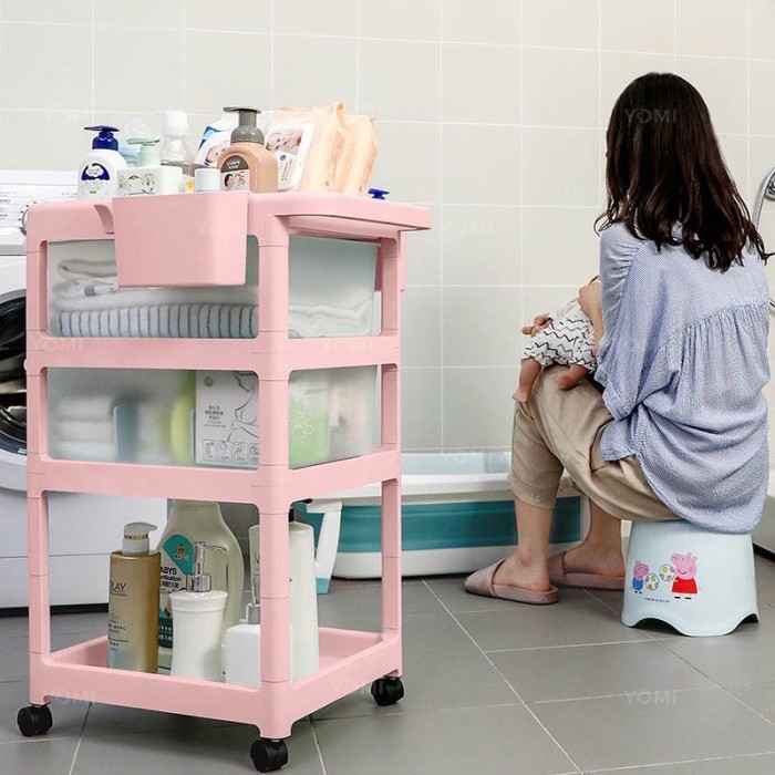 YOMI- Rak Trolley dorong S80/ Rak Aesthetic / Rak penyimpanan bayi