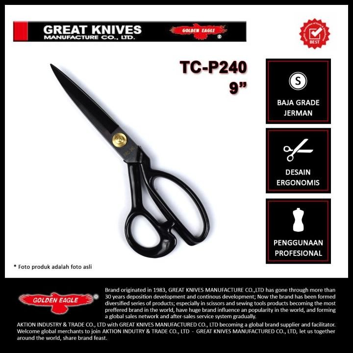 

Gunting Potong Bahan Kain Golden Eagle 9 inch TC-P240 - Tailor Scissor