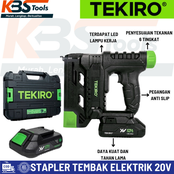}}}}}}] TEKIRO Stapler Tembak Elektrik 20V - Staples Nailer Gun Cordless