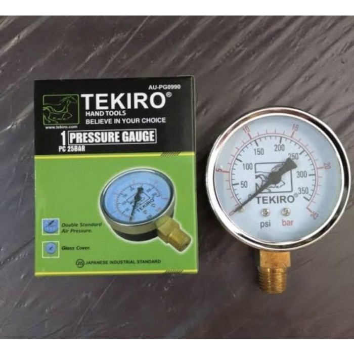 :>:>:>:>] TEKIRO Alat Ukur Tekanan Angin 25 Bar - Air Bar Pressure Gauge 25Bar