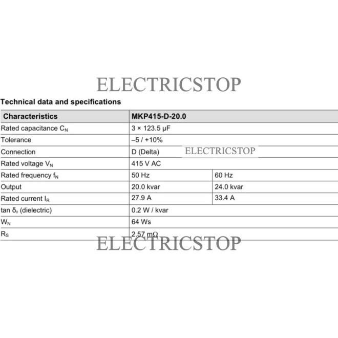 Epcos Mkp 415 D 20 01 Three Phase Capacitor Kapasitor Bank 20Kvar
