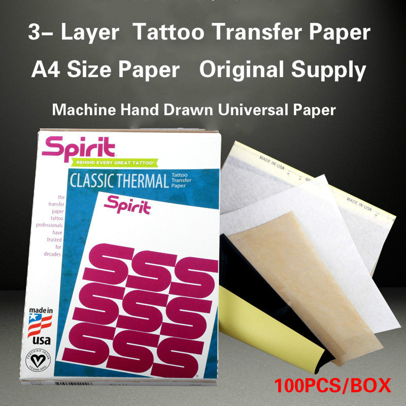 

100 Lembar Kertas Transfer Tato Spirit 3 Lapis Impor AS Mesin Kertas Transfer Universal Gambar Manual Alat Transfer Tato |ZgDLqVoa|