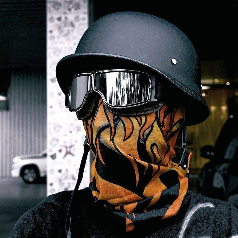 Helm Retro Helm Jerman Helm Setengah Unik Helm Musim Panas Sepeda Motor Harley Pria Wanita Helm Tent