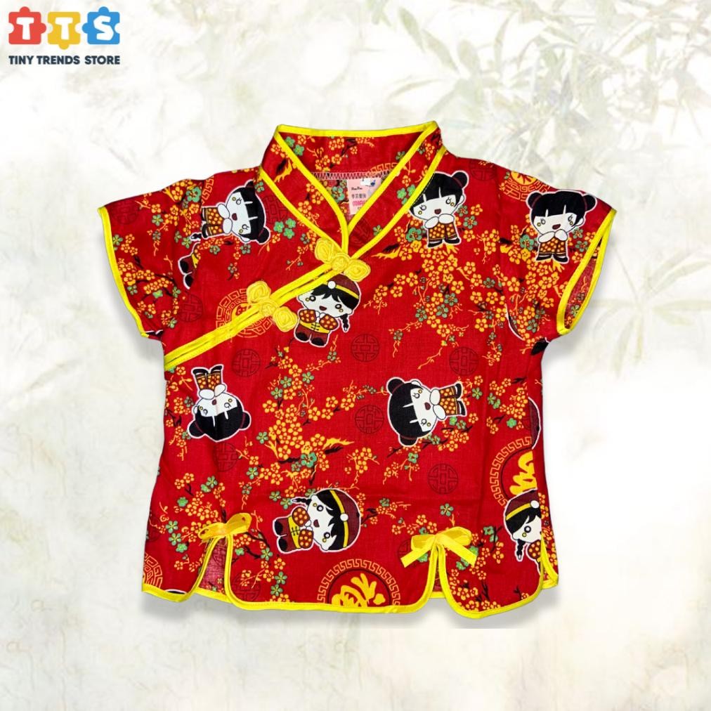 CR - SETELAN BAJU CINA ANAK WANITA + ROK CHEONGSAM IMLEK TERLARIS