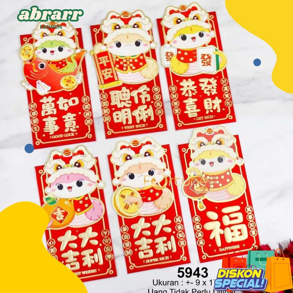 

Angpao Imlek 2025 Ular Kartun Kuping 3D Kertas Chinese New Year Hong Bao Red Envelope Terbaru (Lagi Diskon)