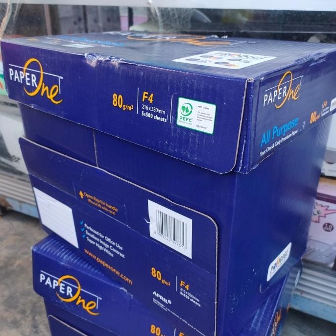 

BEBAS ONGKIR - Kertas HVS PAPER ONE F4 80 GSM 1box isi 5 rim harga promo terbatas