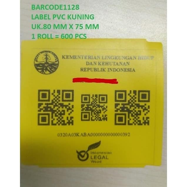 

TERBARU - LABEL BARCODE PVC KUNING 80 x 75 STANDARD KEMENTRIAN KEHUTANAN