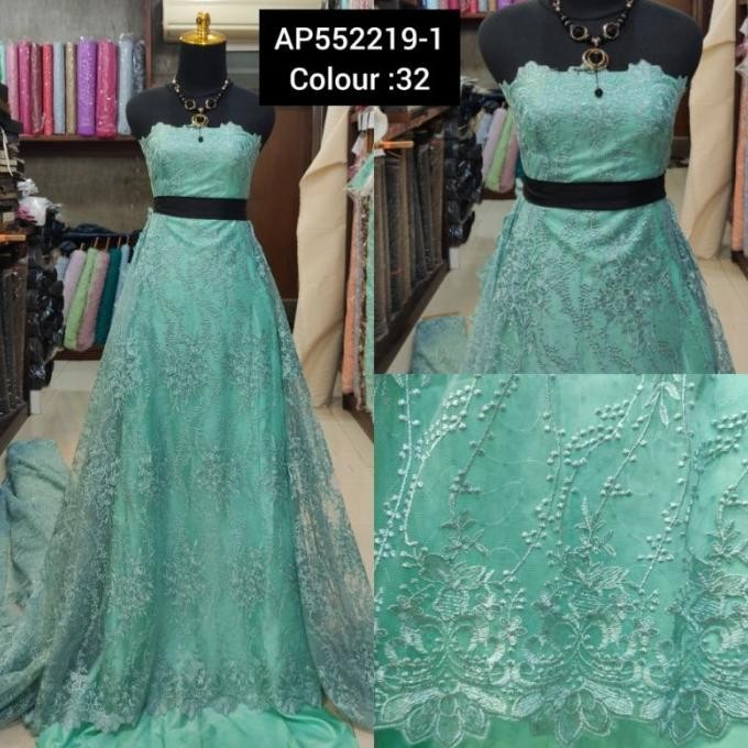 monggo] Kain Tile Brokat Akar Salur AP552219-1 Hijau Wardah