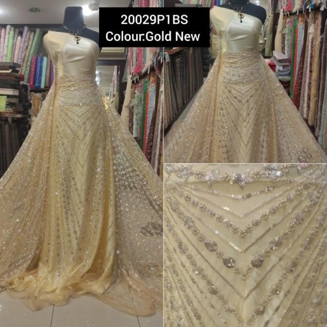 ] Kain Dress Tile Zuhair Batu Payet Ivana Bridal Import Gold New