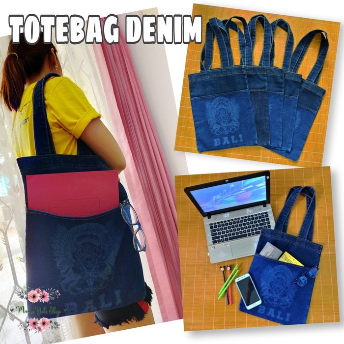 Yuki Shop Tote Bag Cotton Denim Tas Jeans