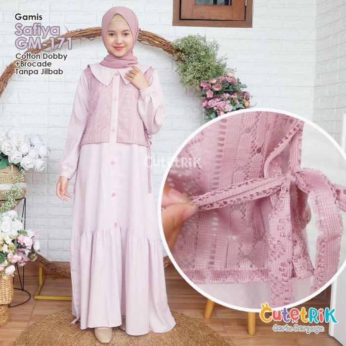 TERPERCAYA Gamis Brokat Modern Cutetrik Baju Muslim Anak Perempuan Remaja