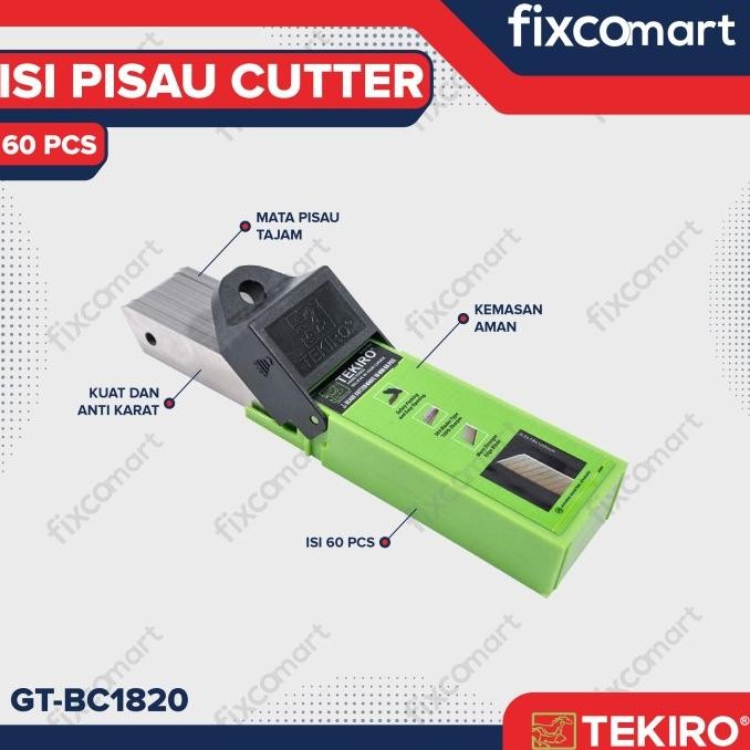 

Berkualitas Tekiro ISI PISAU CUTTER 18 MM 60 PCs