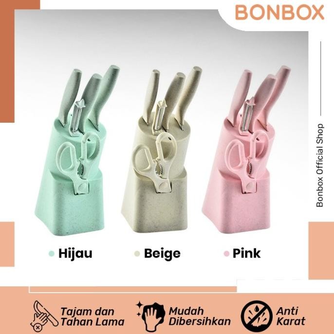 

Berkualitas BONBOX Pisau Set 6 in 1 Pisau Dapur Stainless Knife Set BKE30604