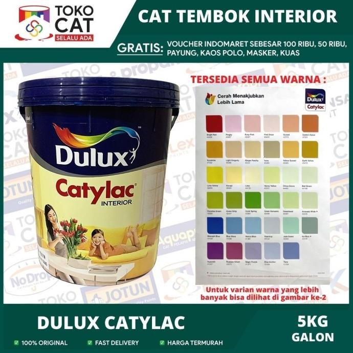 

CAT TEMBOK INTERIOR DULUX CATYLAC TINTING ( BISA REQUEST WARNA ) 5KG ORIGINAL