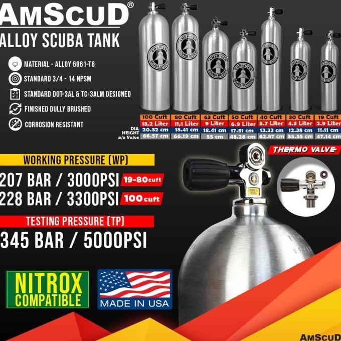 Terjangkau Tabung Selam 80 Cuft S80 / Tabung Scuba/Tank Dive 80 Cuft 11.1 Liter