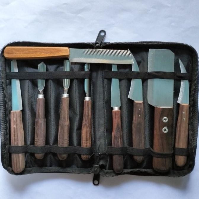 

Berkualitas Satu Set Pisau Garnish / Pisau Ukir Buah / Pisau Carving Plus Dompet