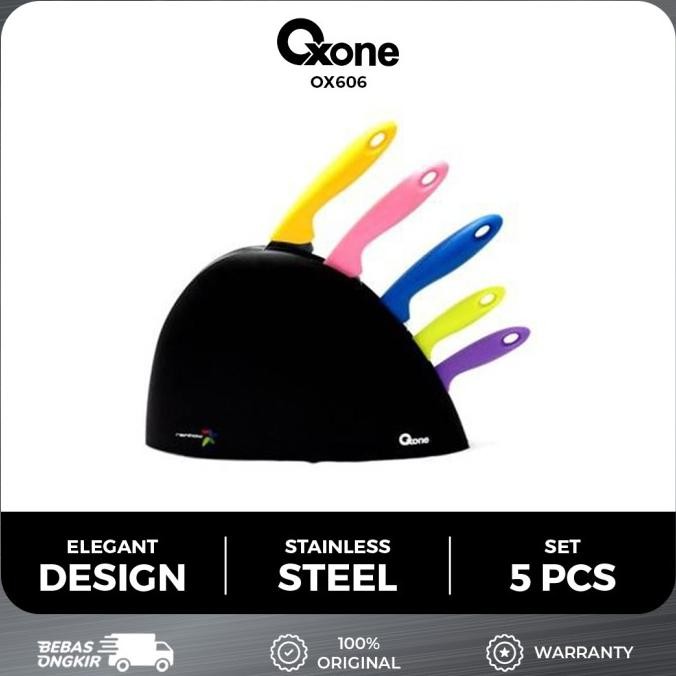 

Berkualitas Oxone OX606 Pisau Set Dapur Colorfull Dapat Tempat 5pcs