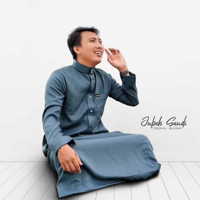 Jubah Pria Jubah Pria Gamis Pria Jubah Gamis Pria SLIMFIT Kancing - Abu Tua, XL jumbo lengan panjang