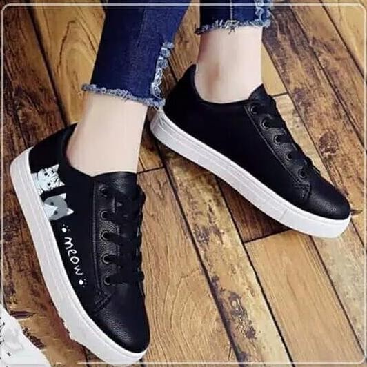SEPATU KETS MEOW WANITA PRIA SEPATU SNEAKERS CEWEK COWOK WARNA HITAM
