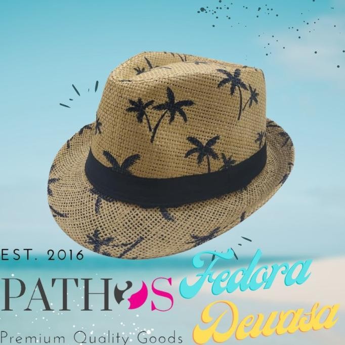 TOPI FEDORA PANTAI PRIA WANITA DEWASA POHON KELAPA PALEM