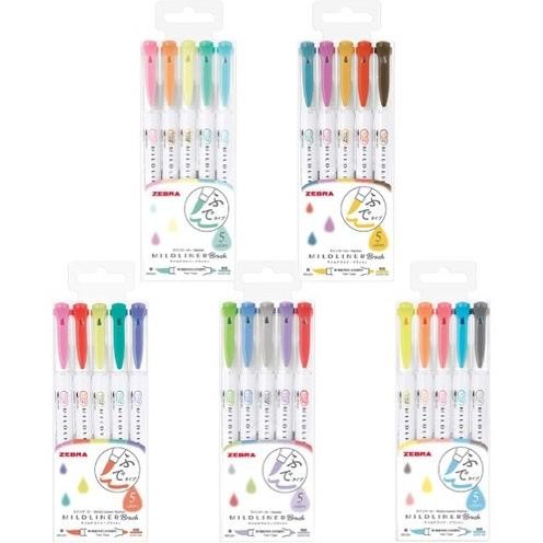 

TERBARU - Zebra Mildliner Brush Double Sided Highlighter Set of 5 Color