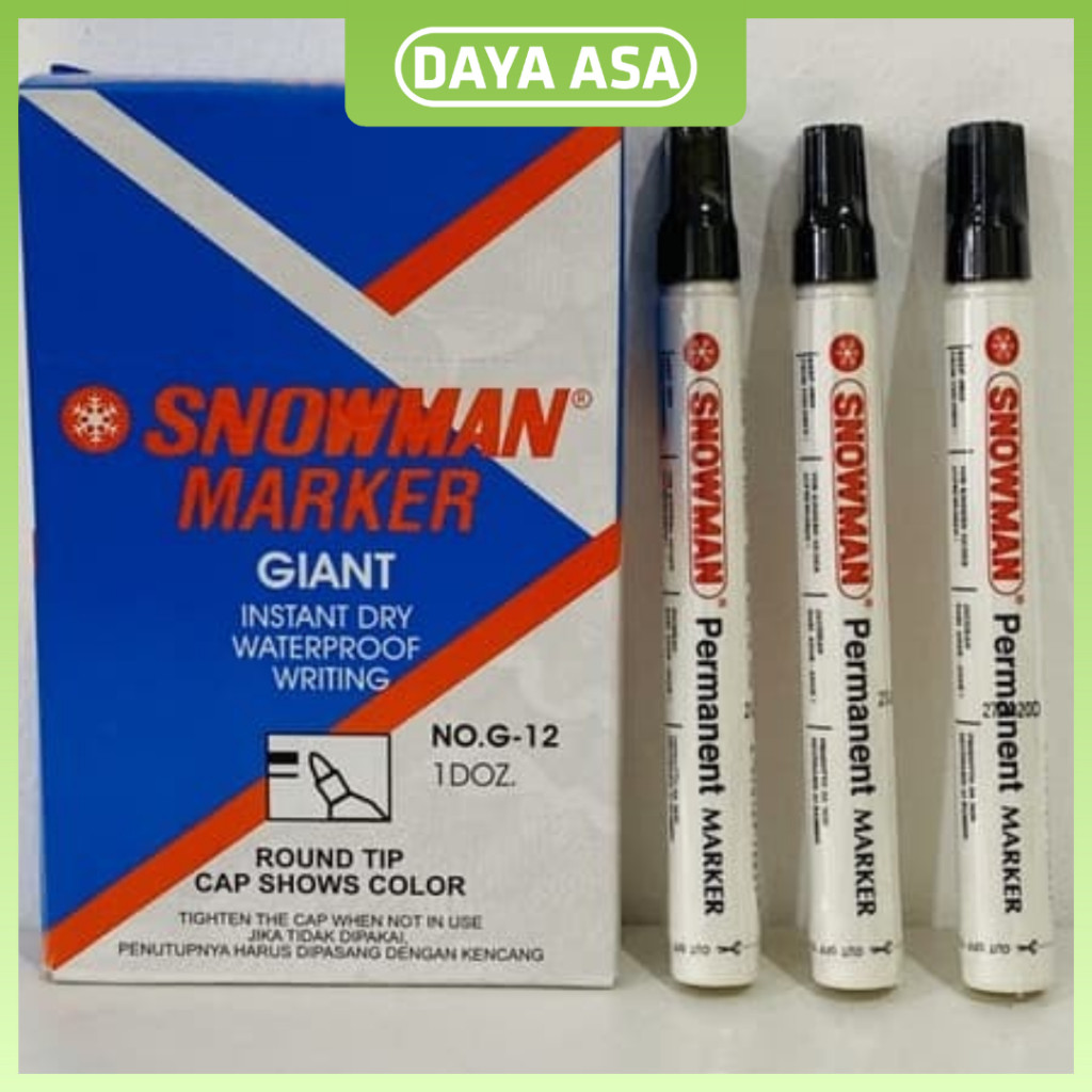 

1 pcs Spidol Snowman Permanen G-12 Hitam Permanent Marker
