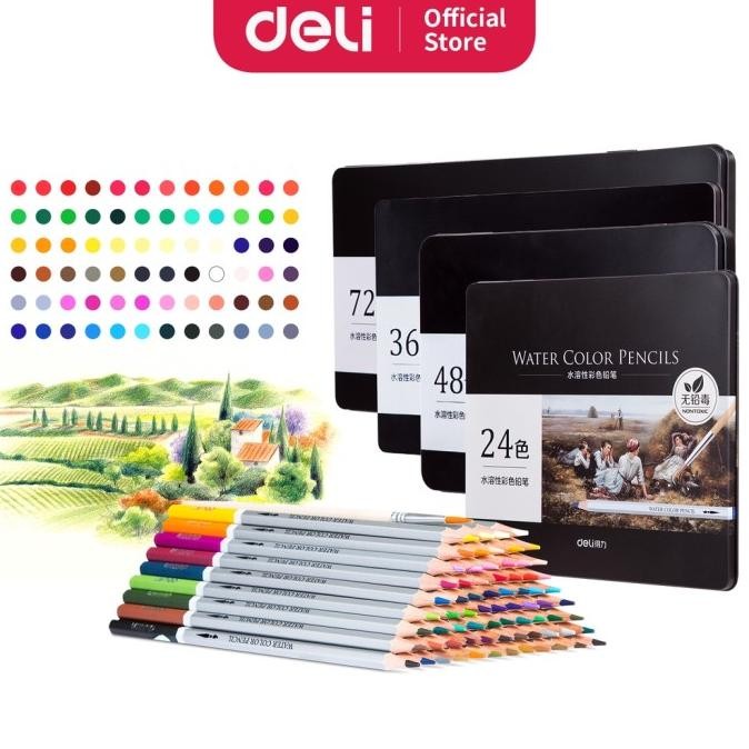 PENSIL WARNA DELI 24 WARNA WATER COLOR PENCILS - 6521