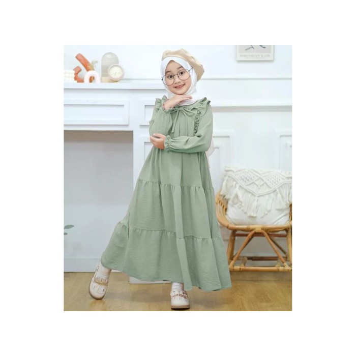 TERBATAS Syifa Kids Baju Gamis Anak Perempuan / Gamis Crinkle Premium Baju Anak