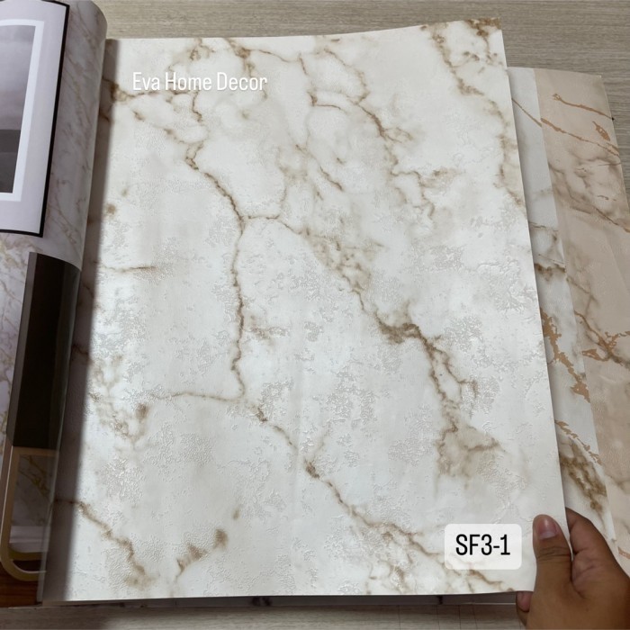 TERBARU Wallpaper dinding premium motif granit,warna putih ,coklat susu, krem