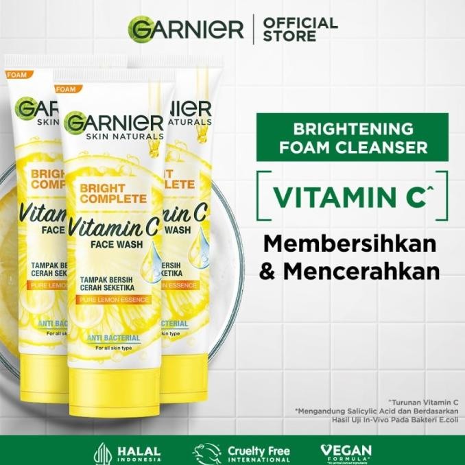 

TERSEDIA GARNIER BRIGHT COMPLETE WHITE SPEED FACIAL FOAM PACK OF 3