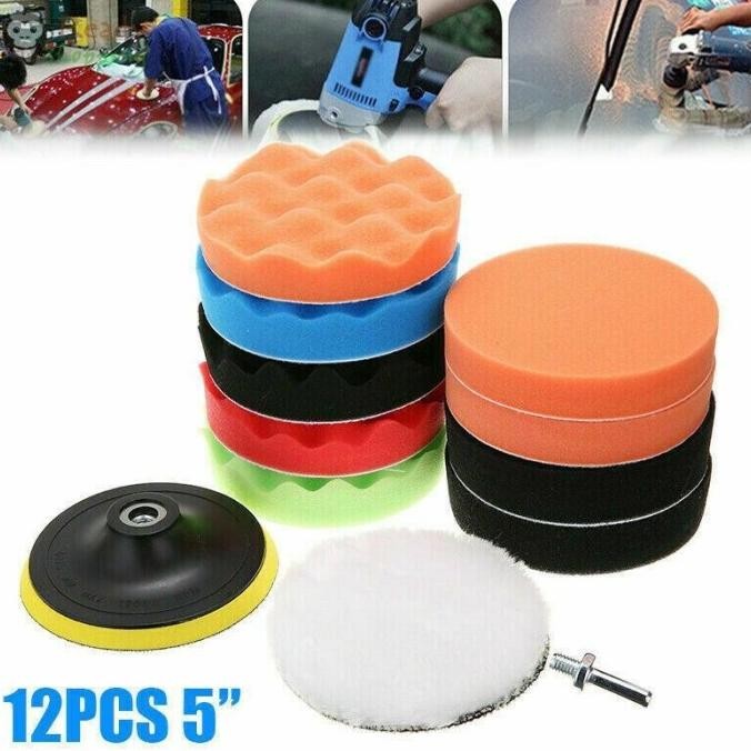 

TERSEDIA BUSA POLES SET 5 INCH 12PCS SPONGE POLISHING SET CAR BUFFING PADS FOAM