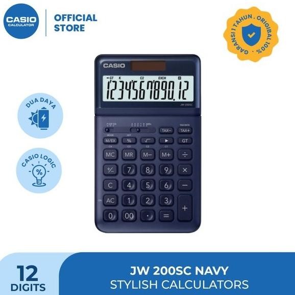 

BEBAS ONGKIR - KALKULATOR DIGITAL CASIO JW-200SC STYLISH METALIC 12 DIGIT - NAVY