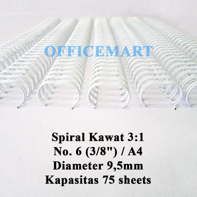 

TERBARU - JBI Spiral Kawat A4 3:1 No. 6 (3/8") - Putih (Box Isi 100 Batang)
