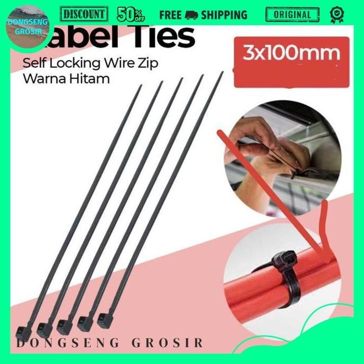 

KABEL TIES SELF LOCKING WIRE ZIP CABLE ORGANIZER 100MM DONSENG GROSIR BEST QUALITY !!
