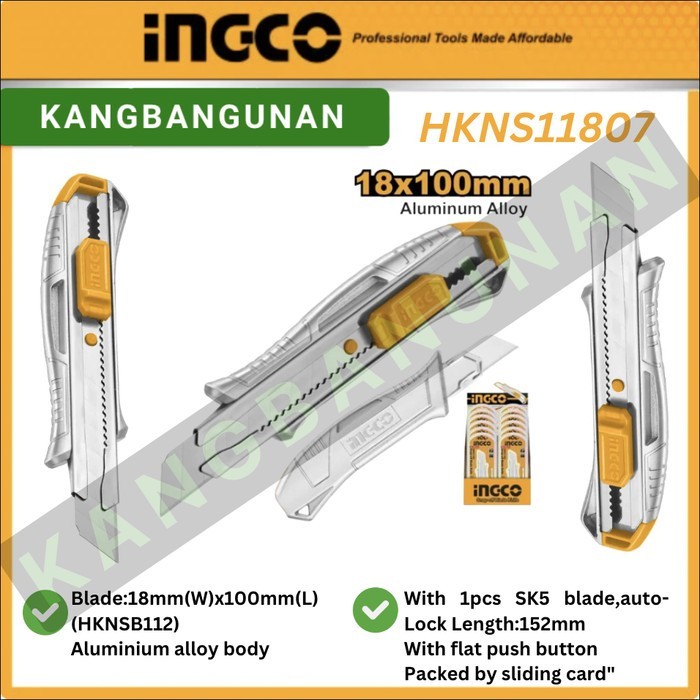 

Pisau Cutter Besar AutoLock (18mm) INGCO HKNS11807 Pemotong Kertas DISKON Kode 1060