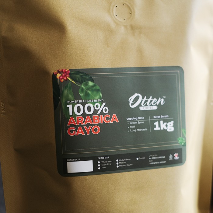 

Kopi 100% Full Arabica Gayo Komersial 1kg - Biji / Bubuk Kopi Commercial House Blend Otten Coffee