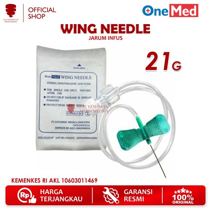 Needle Wing 21G Onemed Jarum Infus Infusion Set Kupu 21 G Sterile
