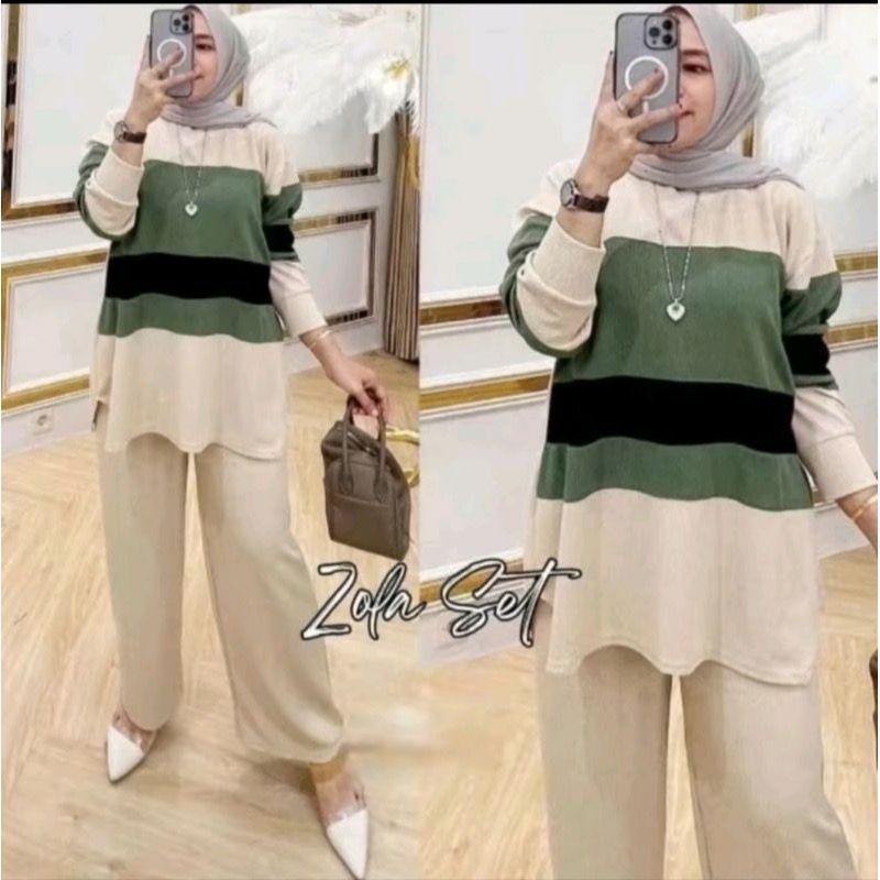 Secel Longtunik Stln Premium Baju Setcelan Stlan Terbaru 2025 1 Stel Perempuan Kekinian Import 1Set 