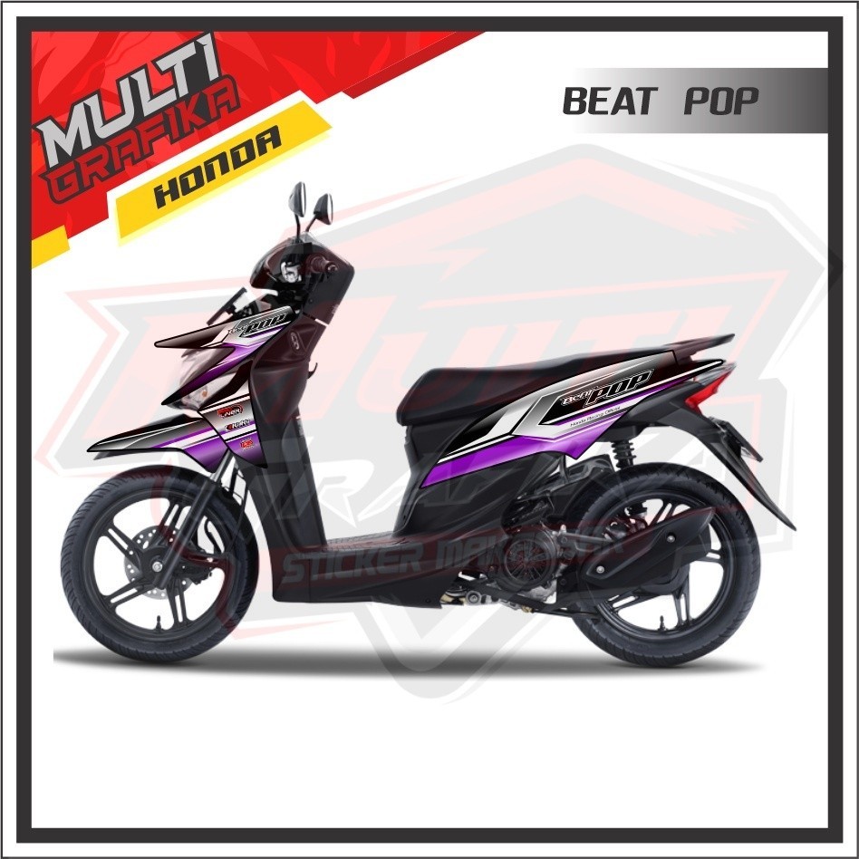 Striping Stiker BEAT Pop Variasi Aksesoris Emblem Steriping Honda BEAT POP  Injeksi 2014 2015 2016